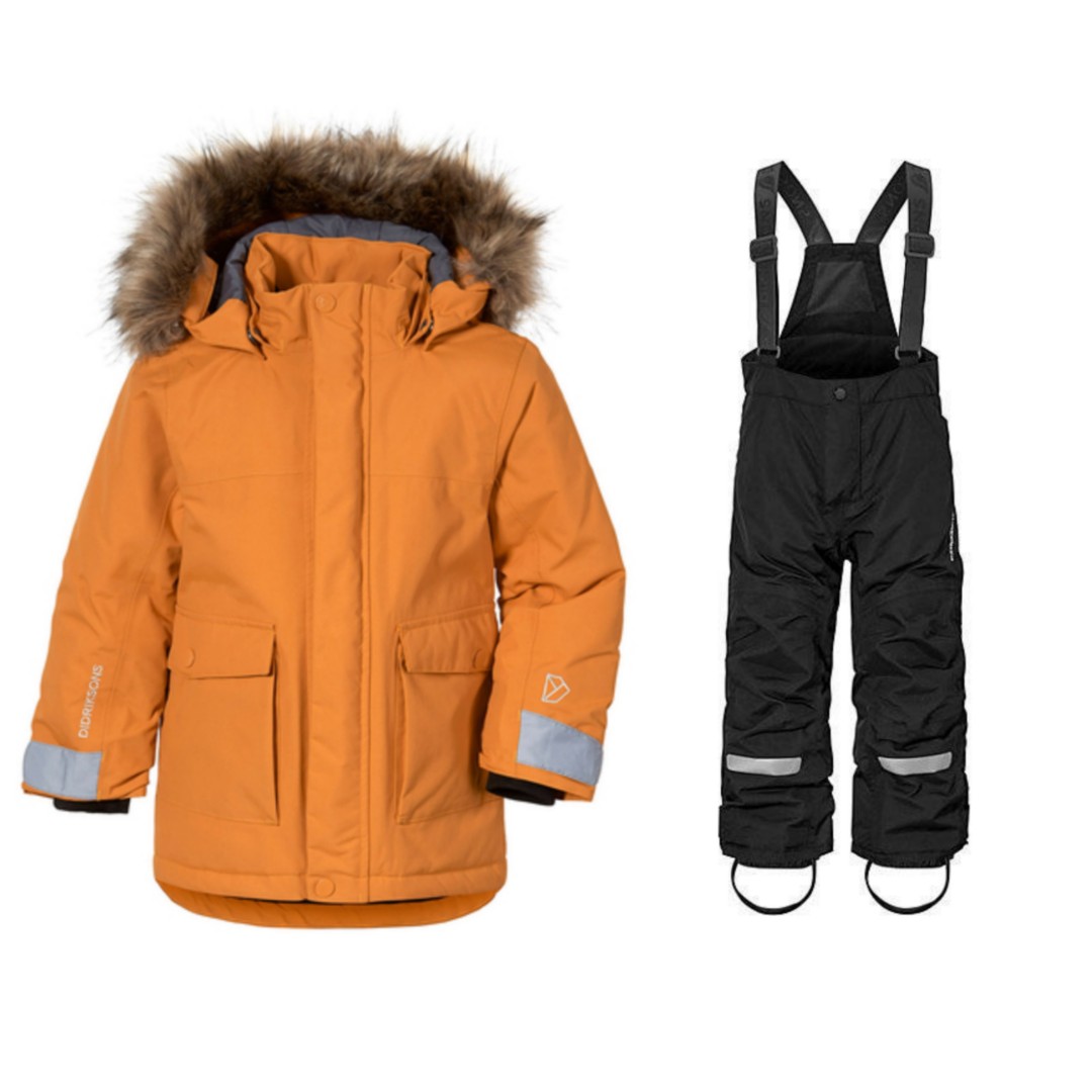 Комплект Didriksons: Куртка KURE PARKA (251 оранжевый), брюки IDRE (060 черный)